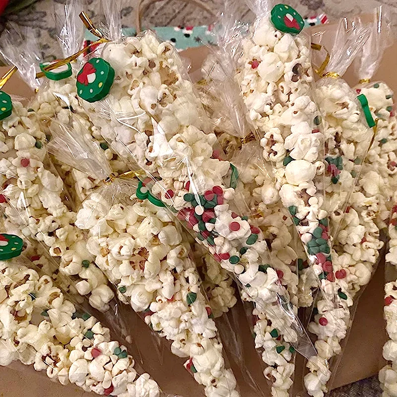 50pcs Transparent Cone Candy Packaging Bags Wedding Birthday Christmas Party Supplies Cellophane Clear Popcorn Cookie Snack Bag