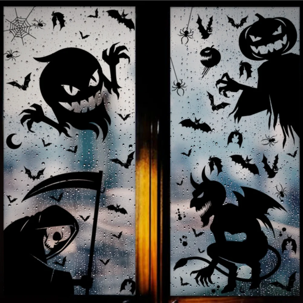 

Halloween Ghost Monster Ghost Shadow Window Stickers Witch Death Bat Skeleton Helloween Party Decoration Electrostatic Sticker