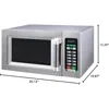 EMW-1000ST Commercial-Grade Microwave Oven, .9 Cubic Feet, Silver 20.12"D x 16.97"W x 12.24"H Capacity 0.9 Cubic Feet 3