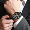 Men Watch Water Diamond Luxury Night Glow Double Calendar Quartz Movement 41mm Blue Gold Stainless Steel Fashion Business Watch 5
