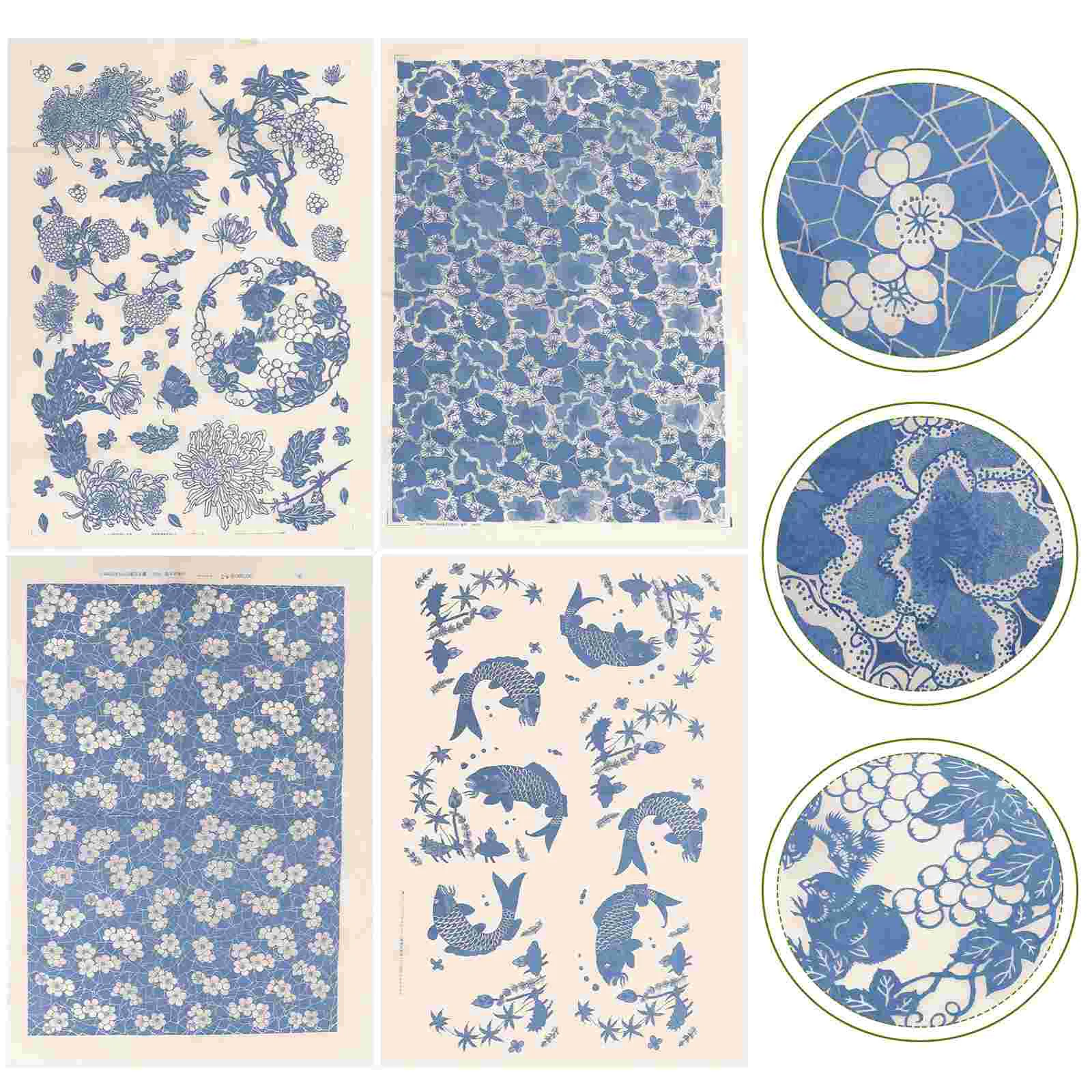 

Ceramic Decals Pottery Ceramics Clay Transfer Paper Chinese Underglaze Potterying Flower Printing Blue Porcelain Sticker