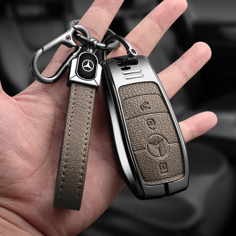 For Mercedes W204 W205 W212 W213 GLA CLA GLE GLB GLK CLS A B C E S Class AMG Zinc Alloy Goat Genuine Leather Car Key Case Cover