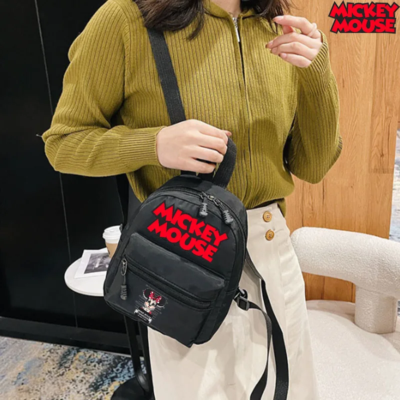 Disney Mickey Minnie Mouse 2024 Women's Cute College Style Backpack New Ins Trend Bag Convenient Teenage Girls Simple Backpacks