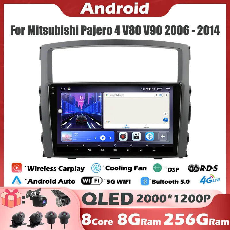 

9'' Car Radio For Mitsubishi Pajero 4 V80 V90 2006 - 2014 Android 14 Multimedia Video Player Navigation Stereo GPS Touch Screen