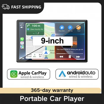 ZRGAE Pantalla Portátil Carplay de 9 Pulgadas, Reproductor Estéreo Multimedia Universal para Automóvil con Carplay Inalámbrico y Android Auto para Todos los Autos 1