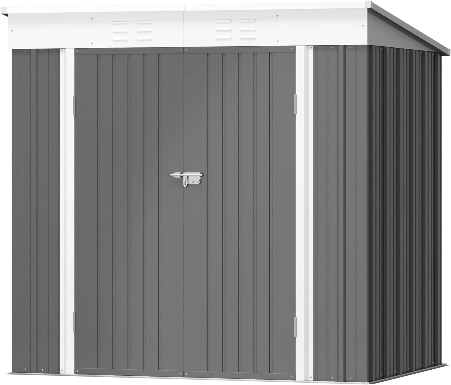 

6 x 8 FT Outdoor Storage Shed, Metal Garden Tool Sheds & Outdoor Storage House with Sloped Roof for Patio Lawn Backyard (Gray)