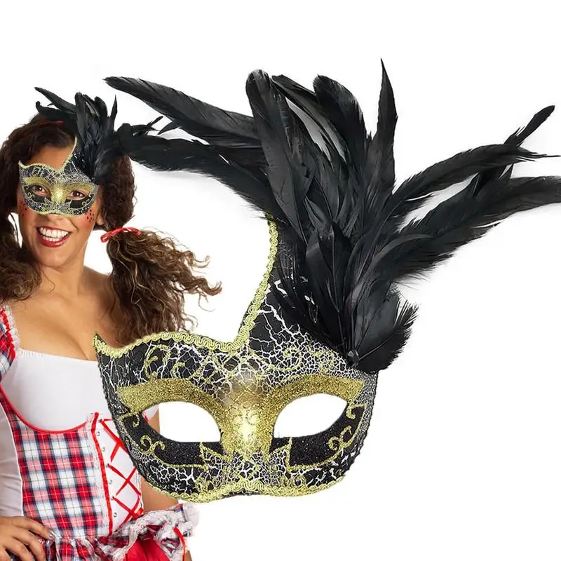 

Feather Half Face Cover Halloween Party Face Cover Halloween Party Face Cover Carnival Halloween Facial Cover For Mardi Gras