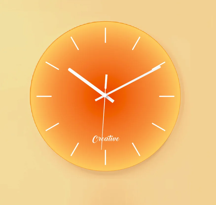 Creative Gradient Sunset Glass Wall Clock Simple Sunset Art Clock Home