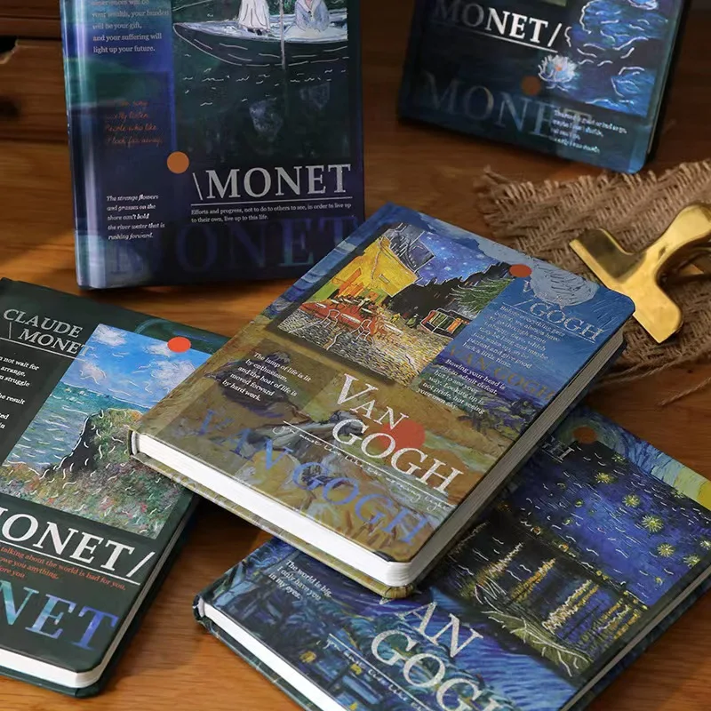 Van Gogh & Monet Oil Painting-Inspired Hardcover Notebook - Artistic Color Page Diary