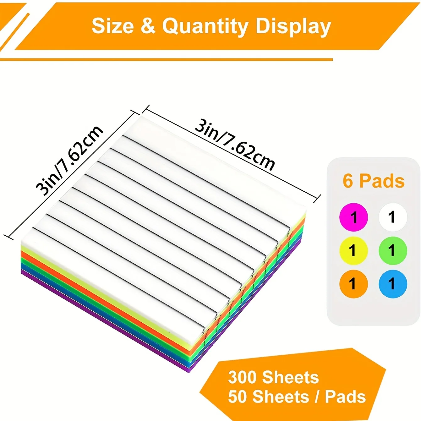 300 Sheets Lined Transparent Sticky Notes, 3x3 Inch 6 Colorful Tabs With Line For Office College School Classroom Supplies 2