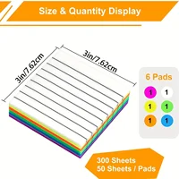300 Sheets Lined Transparent Sticky Notes, 3x3 Inch 6 Colorful Tabs With Line For Office College School Classroom Supplies 2