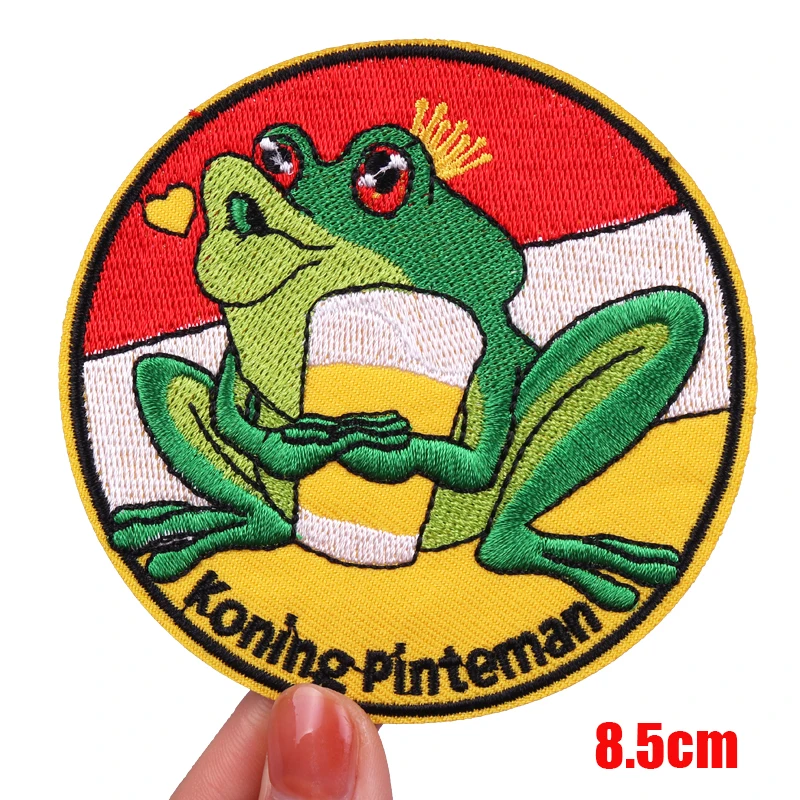 Oeteldonk Emblem Emblems Full Embroidered Patches DIY Frog Carnival For Netherland Patch Iron On Patches For Clothing Sew Badges