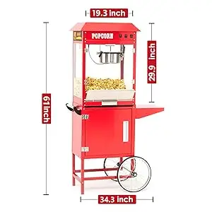 Description Picture 6 of itemCommercial Popcorn Machine with Cart, 8 Oz Kettle, 3 Mins Professional Popcorn Maker Makes Up To 60 Cups,  for Movie Theater