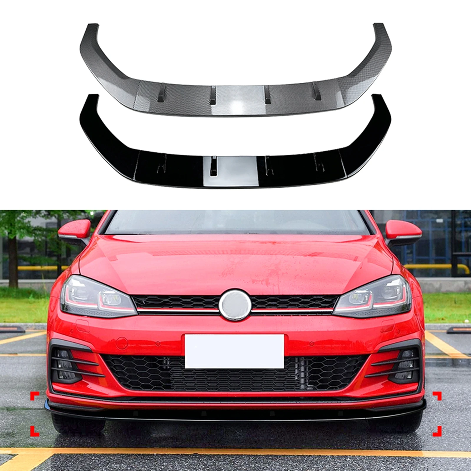 

Передний спойлер сплиттер губа Нижняя защита лезвия для Volkswagen Golf MK7.5 GTI R Rline 2017 2018 2019