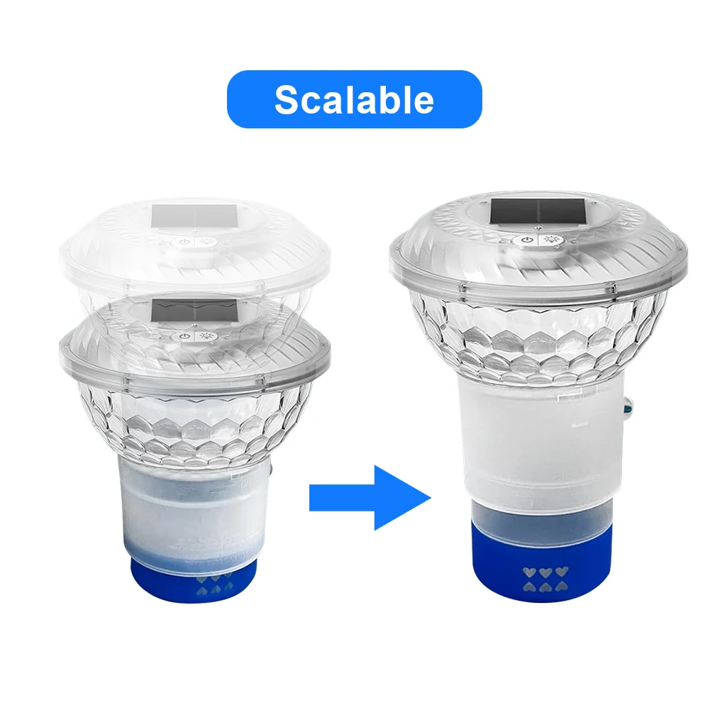 1-3PCS Solar Powered Adjustable Pool Chlorine Dispenser with Colorful Lights Floating Pool Chlorine Dispenser For home Nighttime