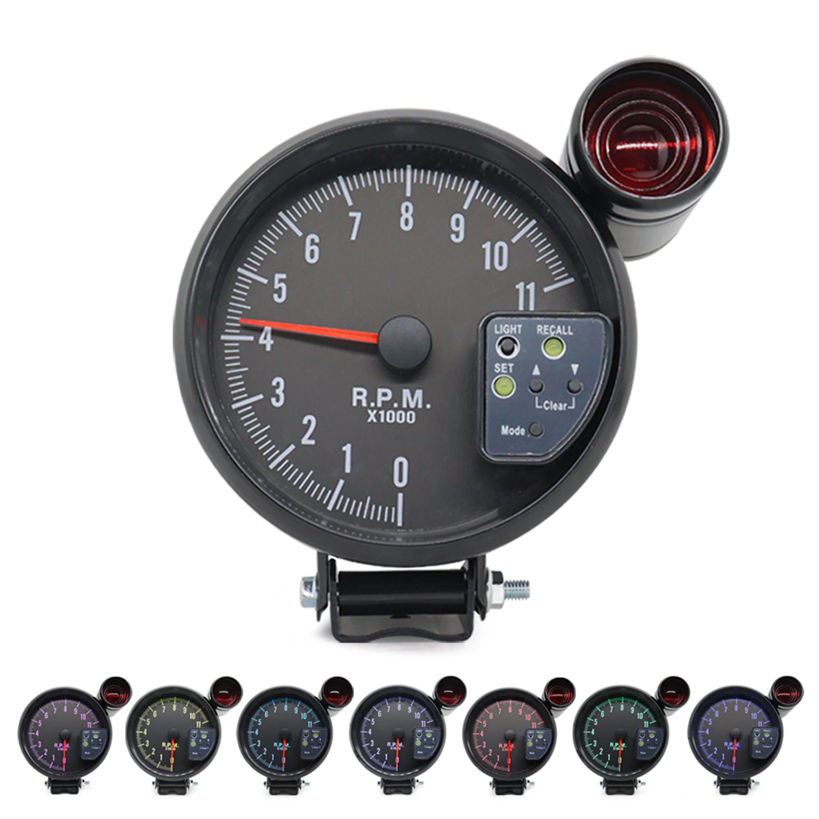 5 Inch Tachometer Gauge Black 7 Colors Backlight with Shift Light Peak