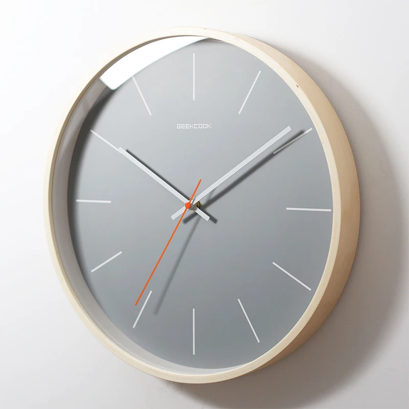 Large Round Silent Wood Wall clock D  