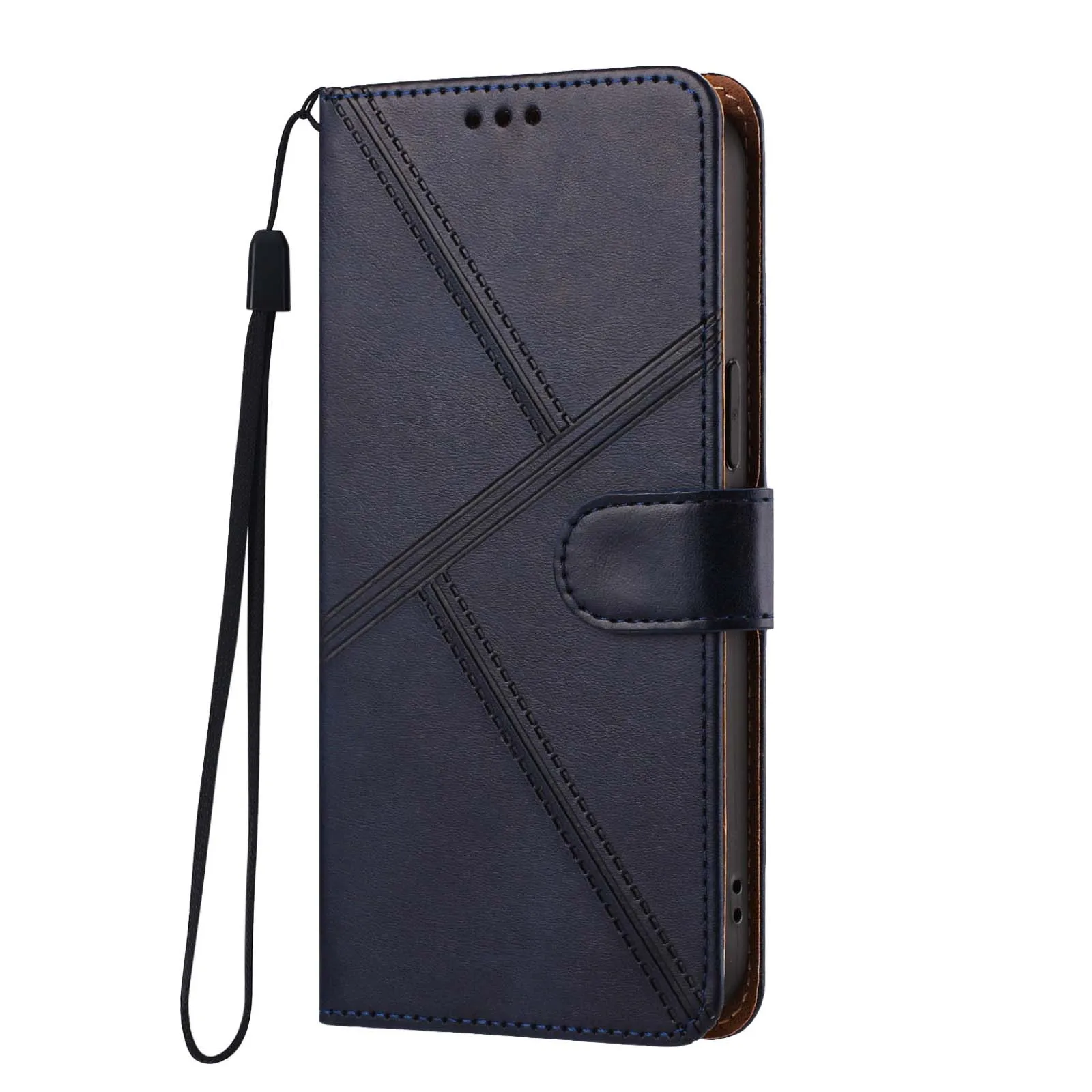 Leather Wallet Case with Flip Card Slots and Kickstand Back Cover
