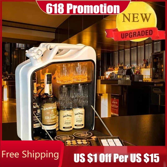 Mobile Bar Canister Cabinet Mini Bar Whisky Wine Can Organizer