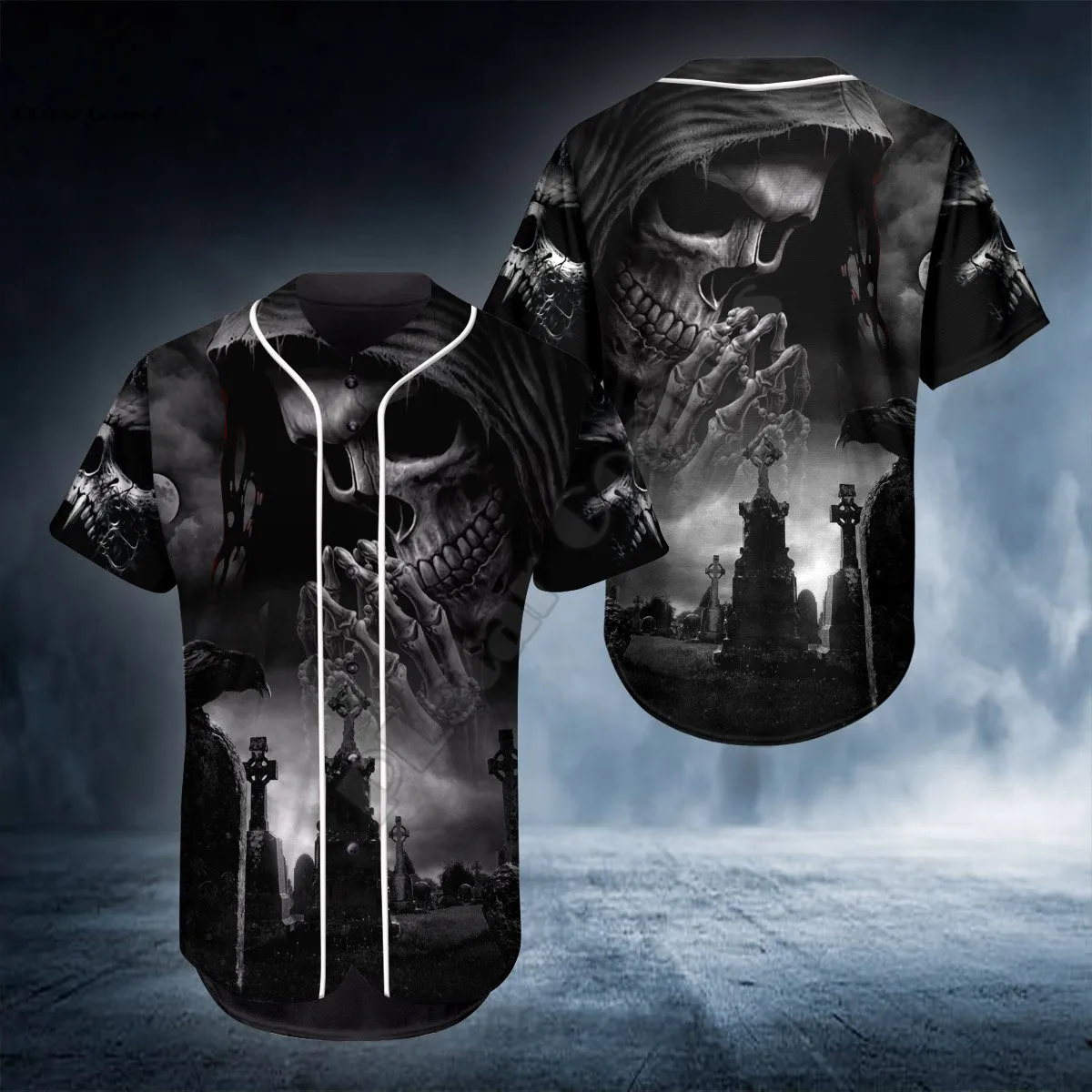 PLstar Cosmos Baseball Jersey Shirt Pray Couple Skull 3D All Over Printed Baseball Jersey Us Size Love Skull Gift hip hop Tops