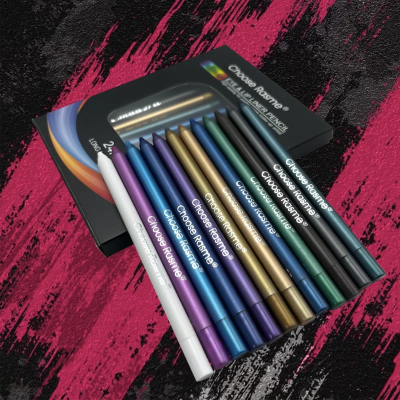 12 Colors Glitter & Shimmer Eyeliner Stick Pack - Long-Wearing Blue Tone Eyeliner Pencil with Smooth Application - Versatile 2