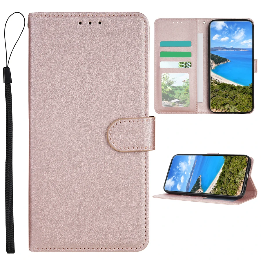 Leather Wallet Case with Card Slot, Photo Frame, and Magnetic Flip Kickstand - Shockproof Cover