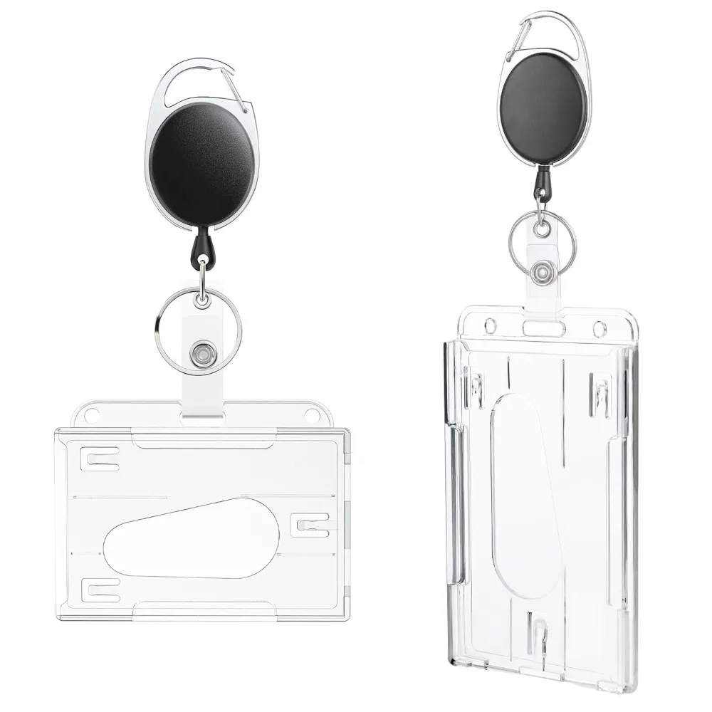 

Transparent Card Holders with Retractable Badge Reels Fashion Card Case Company Staff Work Card ID Card Holder