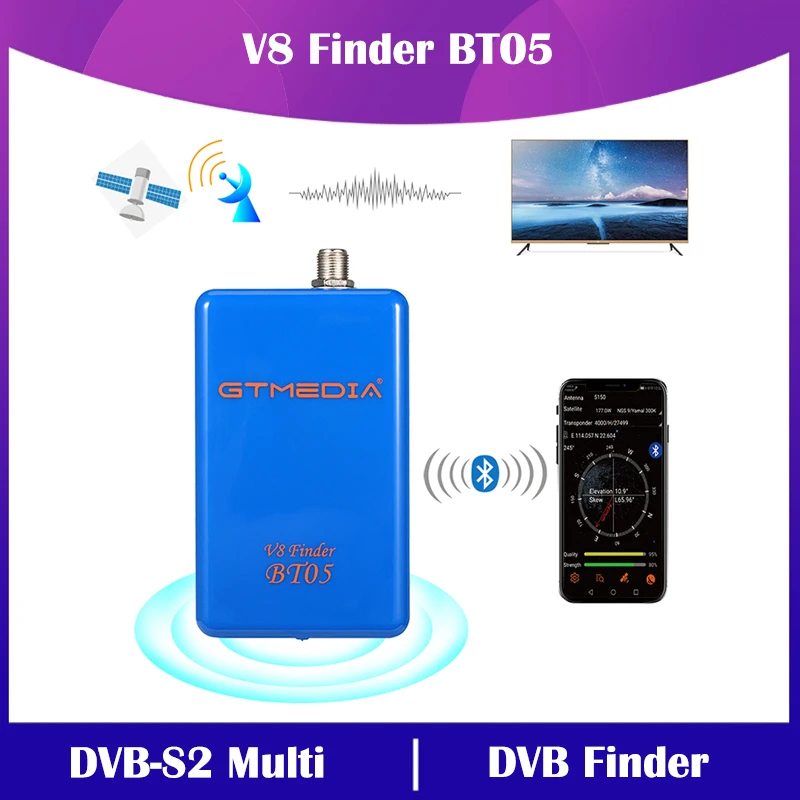 V8 Finder BT05 Digital Satellite Finder DVB-S/S2 1080P Better Than Satlink Ws-6933 6906 6916 Support Android/IOS System