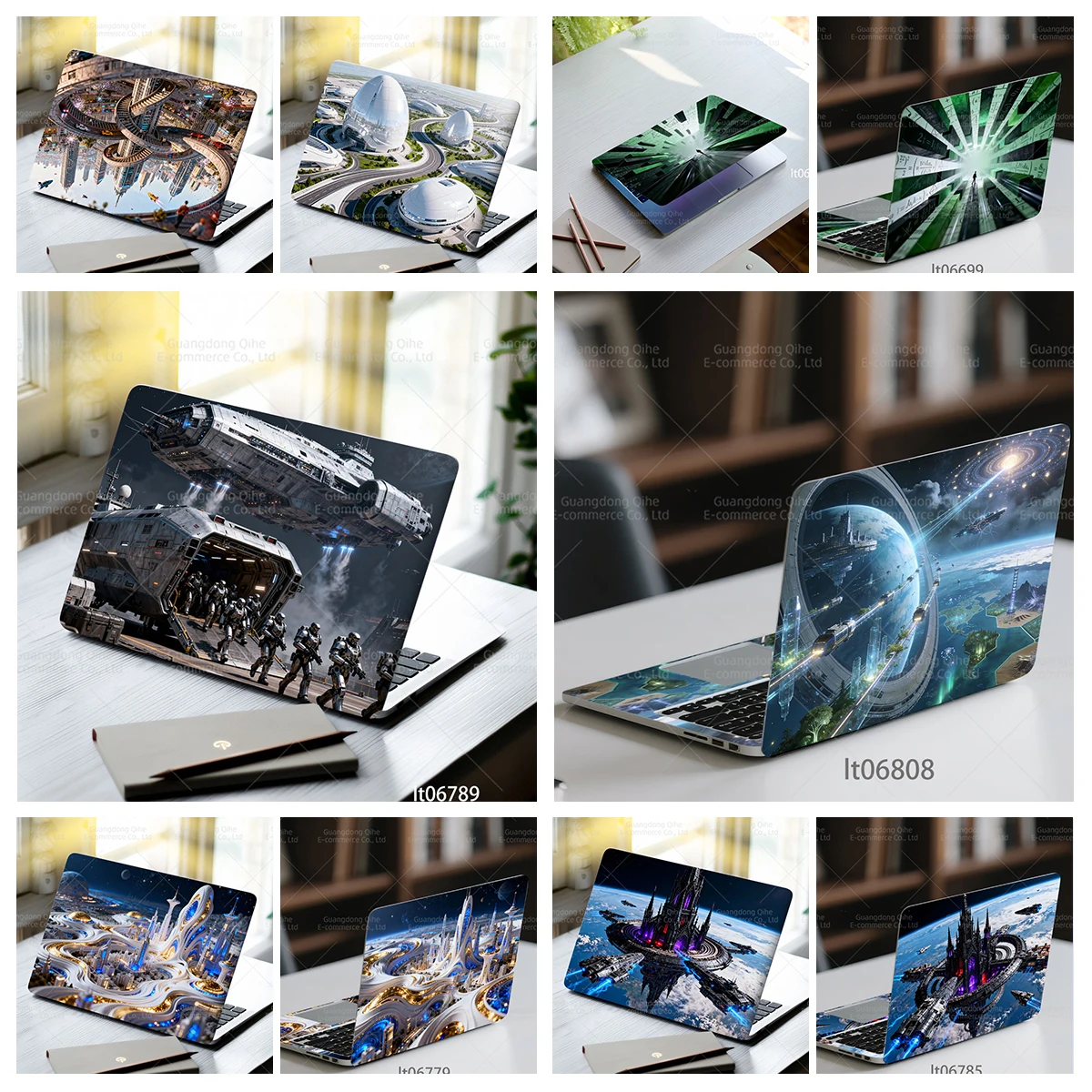 Futuristic City Design Laptop Skin Sticker Set - 2 Piece Decal Cover