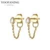 YUXINTOME 1 PC 925 en argent Sterling aiguille d'oreille coloré Zircon chaîne gland boucles d'oreilles pour les femmes deux trous boucle d'oreille bijoux A45