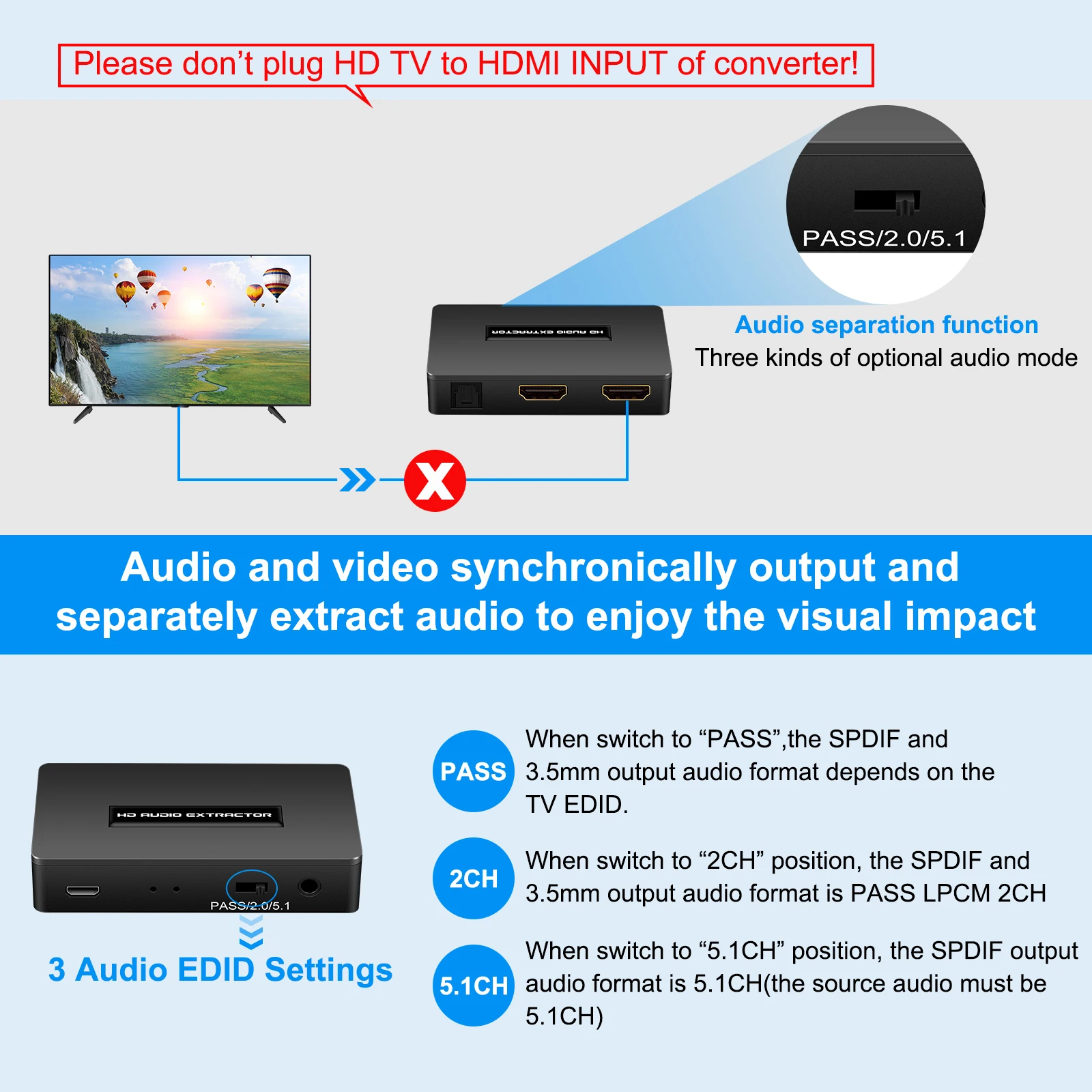 Hdmi-extrator de Áudio Compatível Hdmi para Hdmi Óptico Toslink Spdif Mais 3.5 mm Divisor de Áudio Extrator Estéreo com Cabo Usb - Image 3