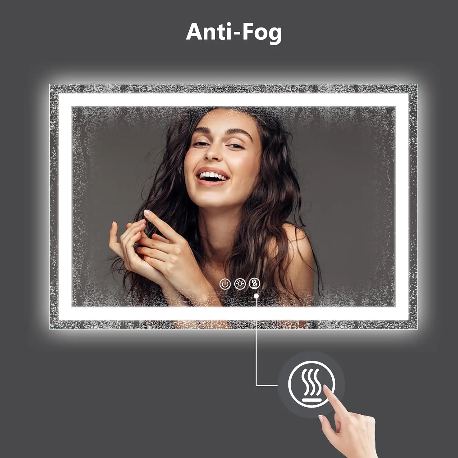 30 * 30 Inch Led Bathroom Mirror with Lights,Smart Dimmable Vanity Mirrors for Wall,Anti-Fog Backlit Lighted Makeup Mirror