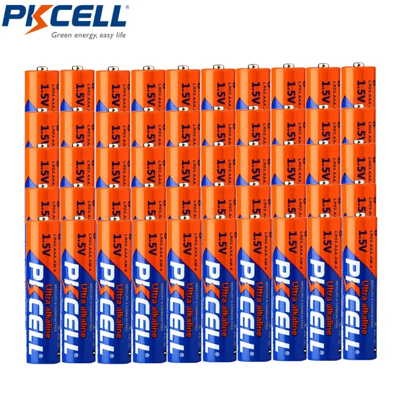 

PKCELL 50PC LR03 AAA Alkaline Battery E92 AM4 MN2400 Alkaline Dry Battery Superior UM4 MN24 00 SUM4 LR3 HP16 AM4 for MP3 Camera