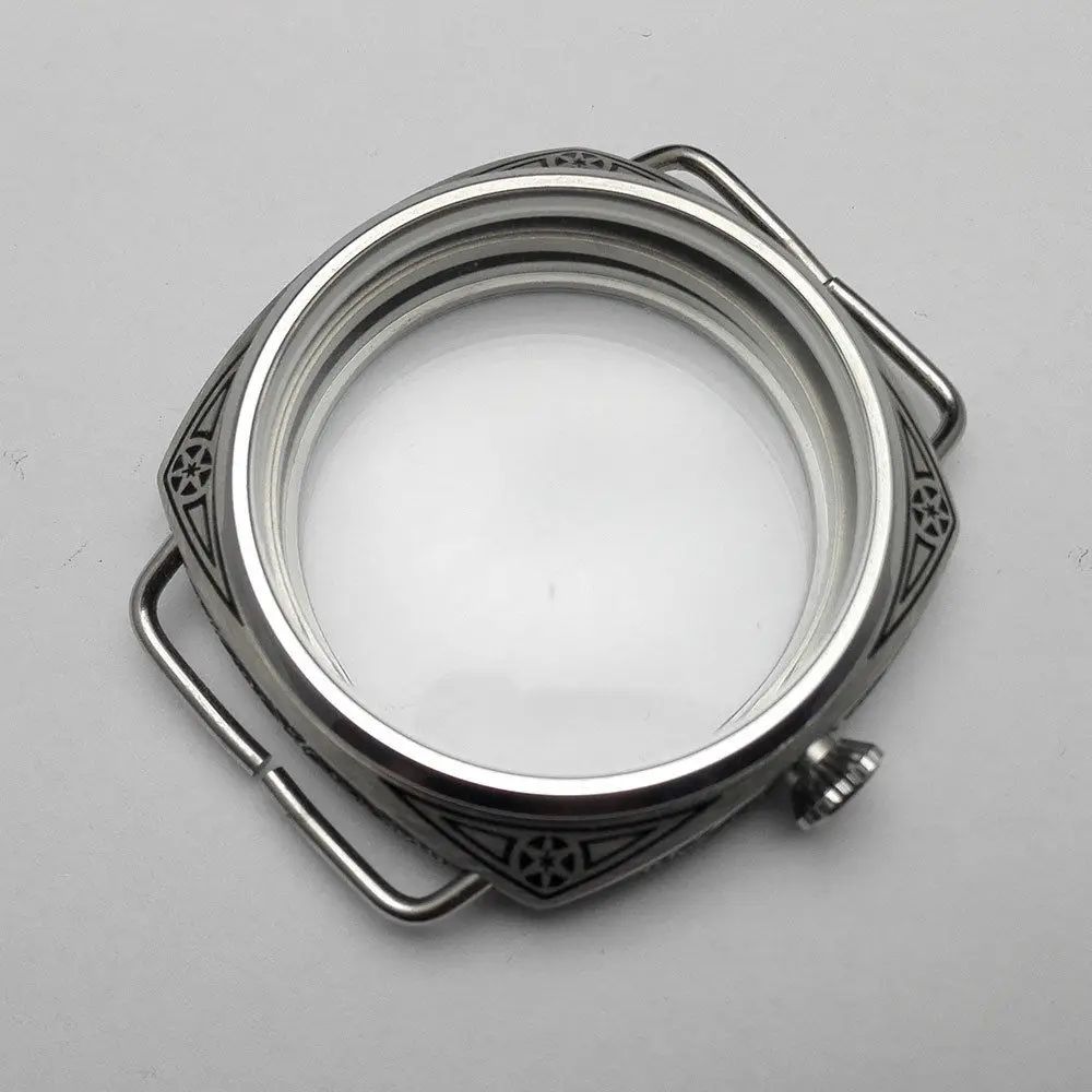 Watch Case Mineral glass 47mm Carved Stainless Steel Case For ETA 6497 6498 Seagull ST36 Watch Movement Replace Accessories watch screen protector case watch accessories watch case watch protective case watch cover watch protective cover apple watch case tpu protective case bumper protective case