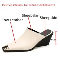 Dilalula 2025 Full Genuine Leather Mules Women Covered Metal Head Chunky Heels Comfortable Slippers Ladies Summer Dress Shoes - Image 2