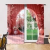 2 pcs, versatile polyester transparent curtains for home decoration Maple Landscape for use in bedrooms and living rooms 6