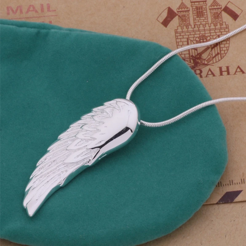 Pendant necklace 925 sterling silver angel wings pendant for women jewelry