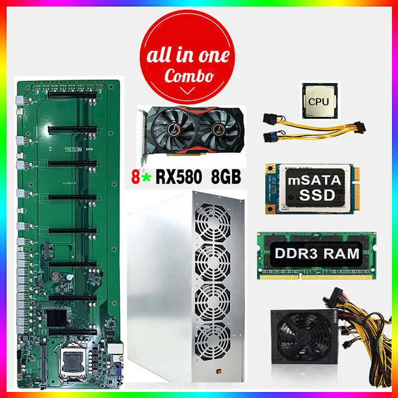 Rx 580 8gb Motherboard Cpu Full Combo Mining Motherboard Set Kit Amd