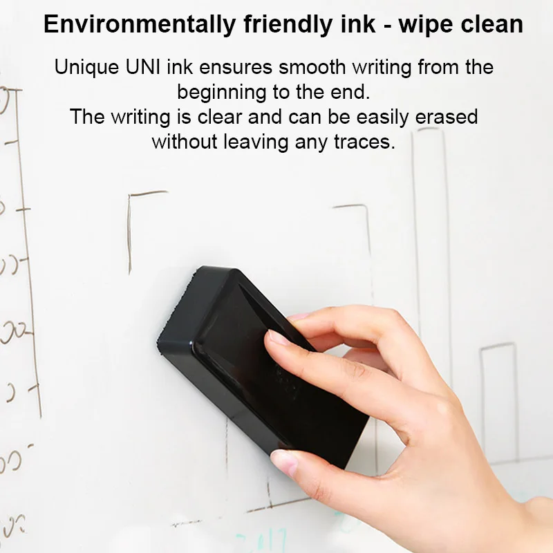 Japan Uni-ball Whiteboard Marker PWB-202 Inkview Unique Environmentally Friendly Ink Wipe Clean Water-based Mark Pen Office Tool