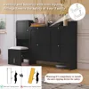Modern Shoe Cabinet with 4 Flip Drawers, Large Shoe Storage Cabinet with Hidden Stool & Adjustable Shelves, Wood Shoe Rack Organ 6