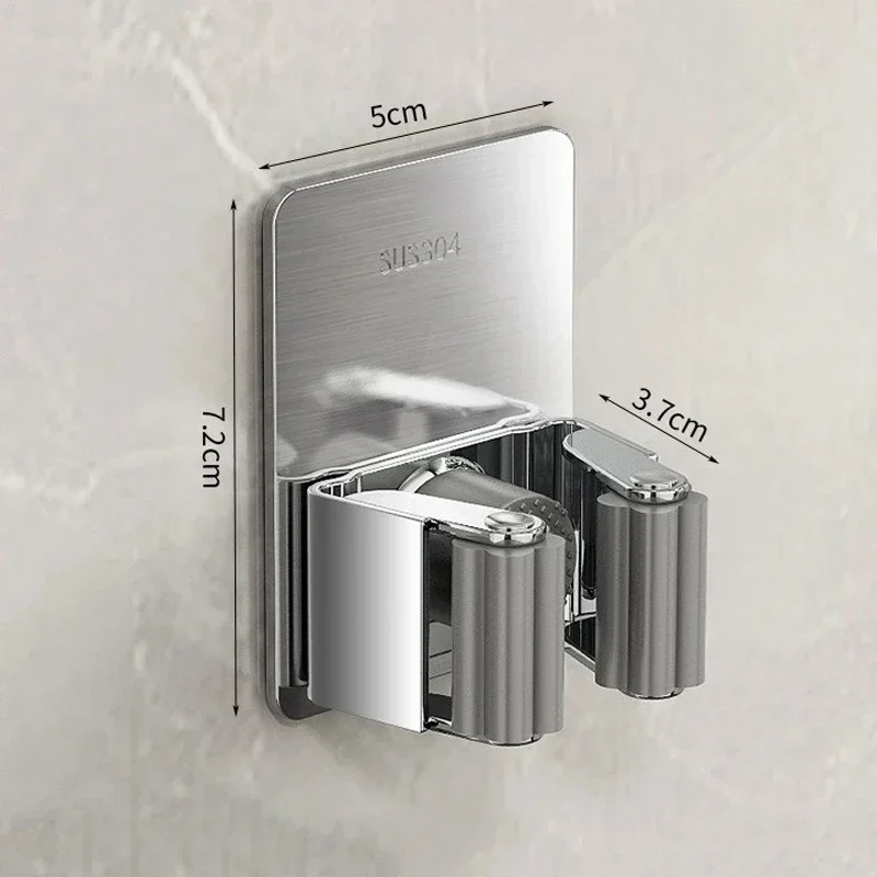 מחזיק מטלית תלוי על הקיר עם קליפס עצמי דביק לחדר האמבטיה, מתלה למטאטא ומחזיק מטאטא מפלדת נירוסטה 304