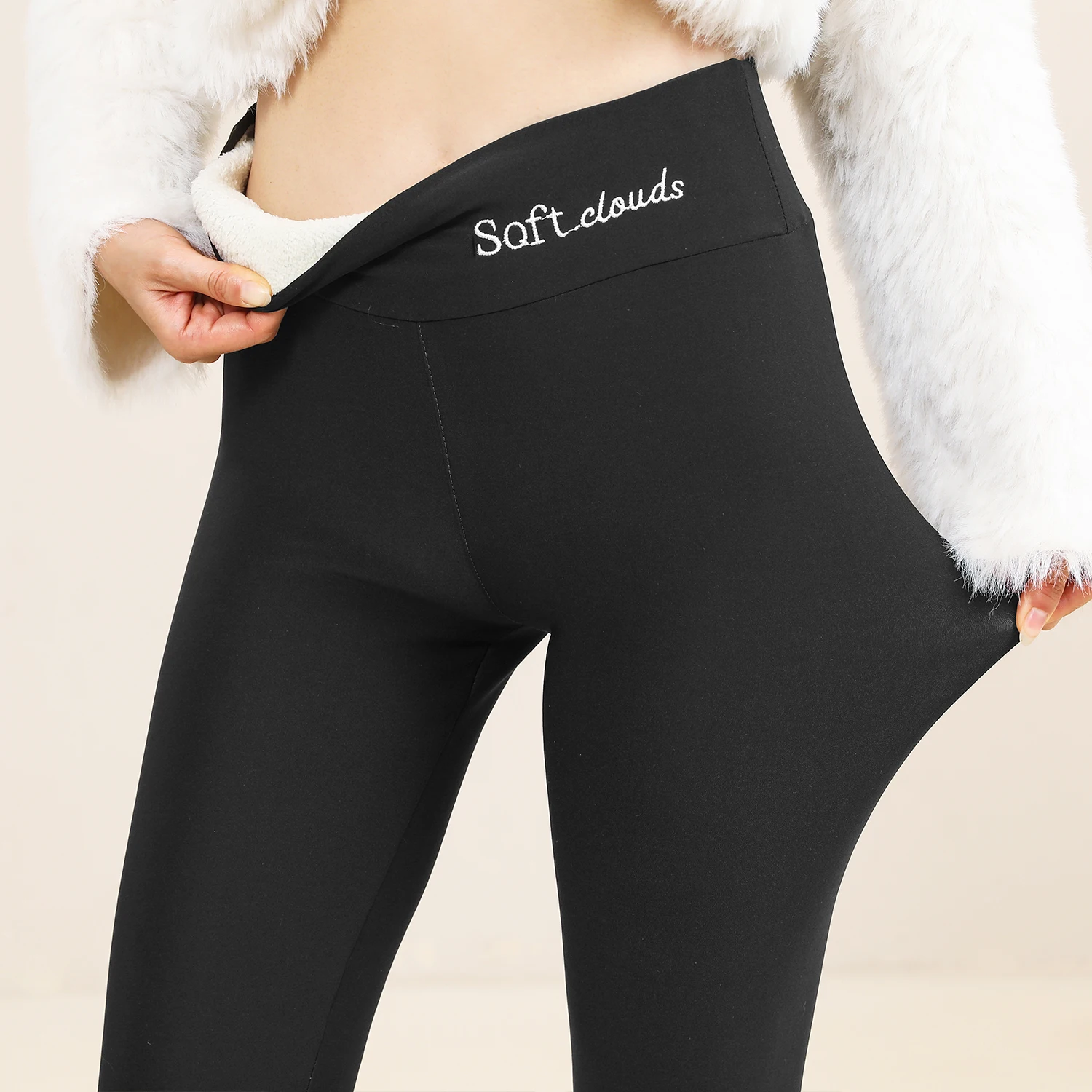

CHRLEISURE Women Velvet Lamb Wool Yoga Pants Winter Warm Sports Leggings Fleece High Waist Tight Casual Activewear