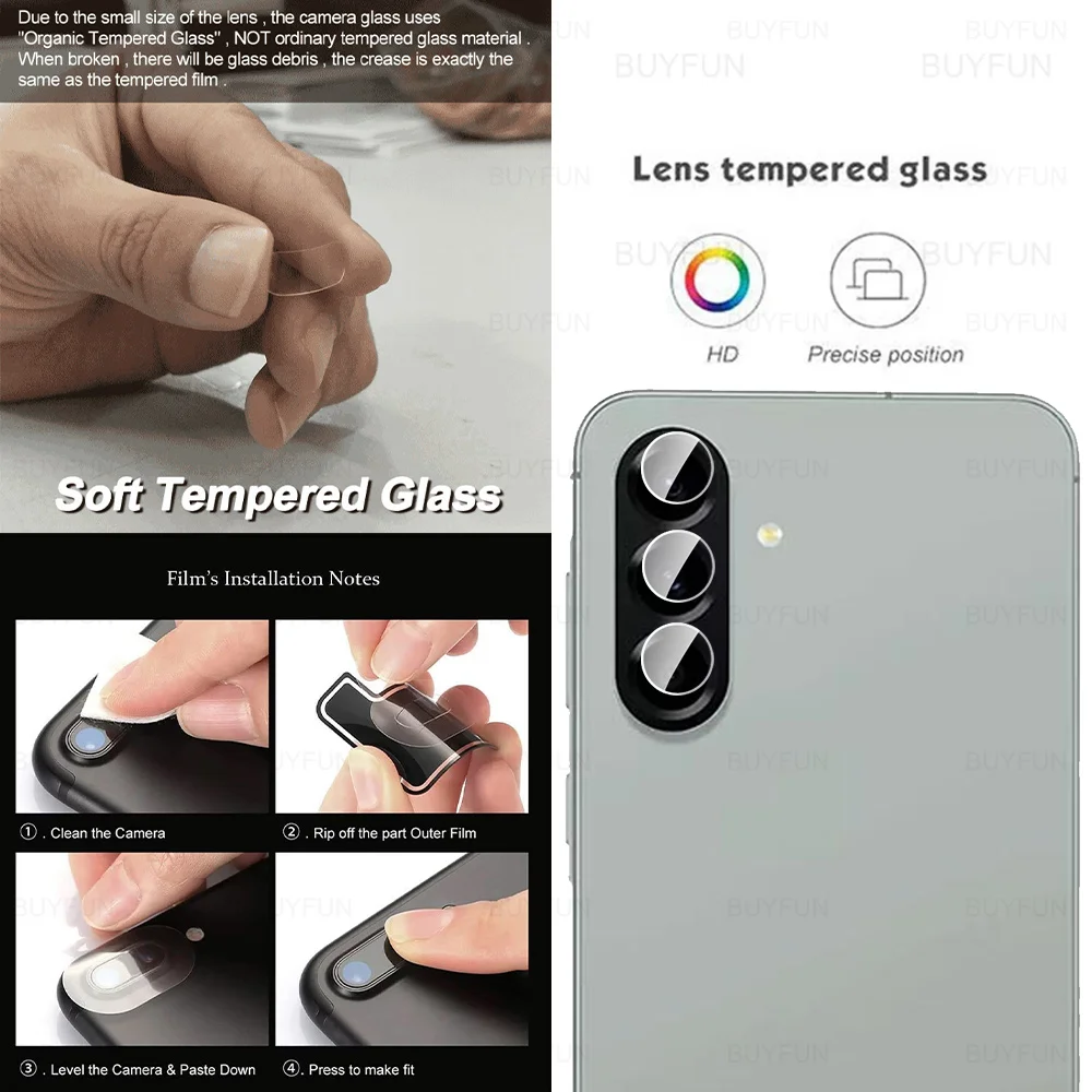 Pellicola Protettiva 6-in-1 in Vetro Temperato a Copertura Totale per Fotocamera Samsung Galaxy A56 A57 5G - immagine 6