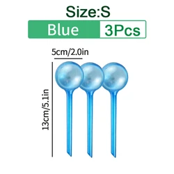Set of 3 Clear Self - Watering Plant Globes for Garden and Indoor Flowers (Blue - S)