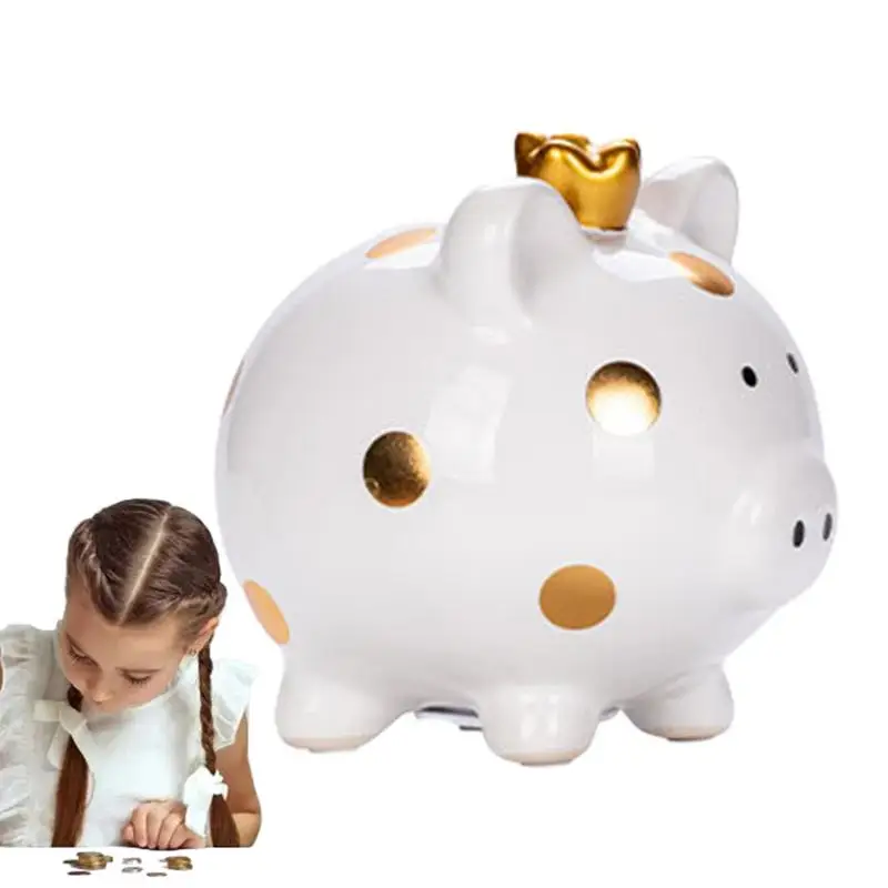 

Детский керамический банк в форме короны, забавный подарок в виде свиньи, безопасный банк для мелочи, милый декорированный резервуар для детской комнаты