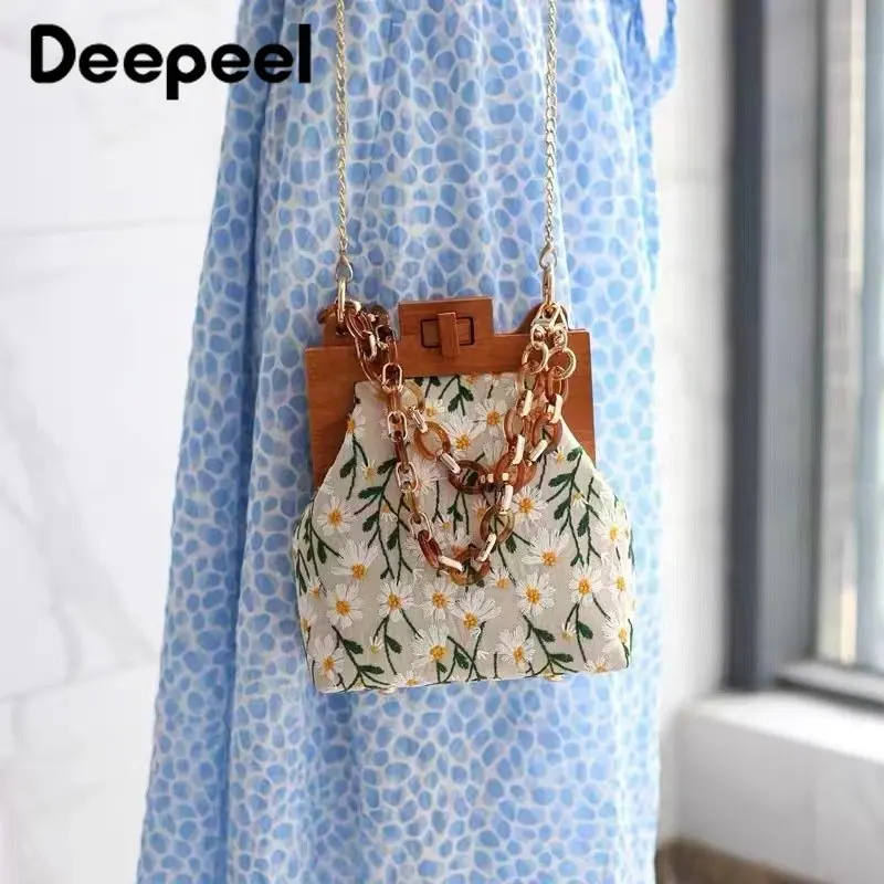 1Pc Deepeel 16/22cm Wooden Bag Handle Purse Frame Wood Lock Buckle Kiss Clasp DIY Handmade HandBag Sewing Brackets Accessories