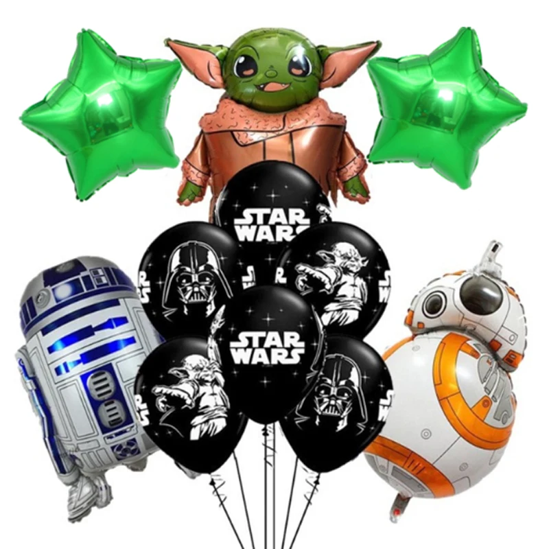 1 Set Disney Star Wars Baby Yoda Aluminum Film Balloon Pentagram 12