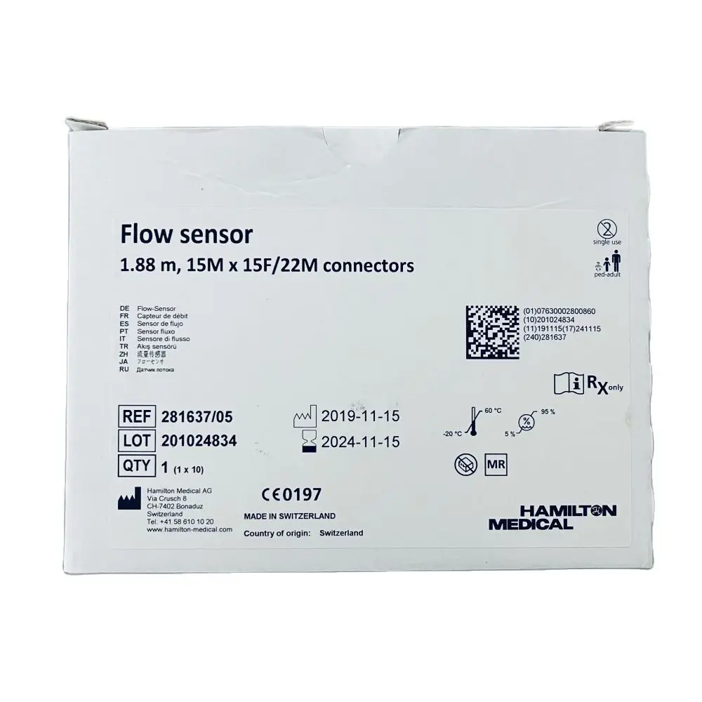 Flow Sensor For Hamilton C1 C2 T1 Ag Adult Child Disposable P/n281637/