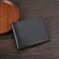 Carbon Fiber Pattern Men's Short Wallet Large Capacity Money Clip Minimalist Slim Bifold Multi Card Holder Purses With ID Window 1