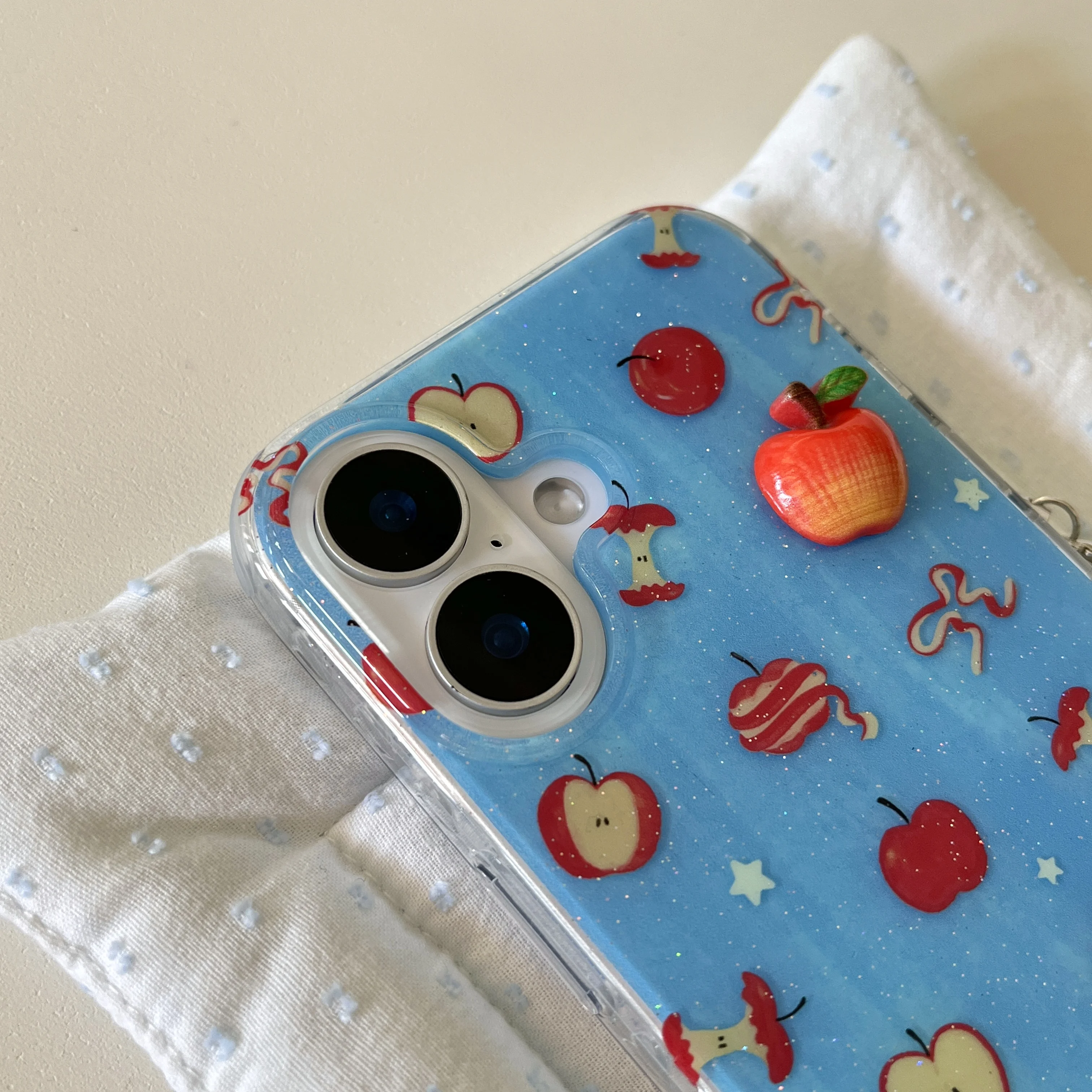 Sparkling Blue 3D Apple Pendant Phone Case